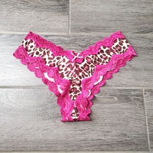 NEW Victoria's Secret Sexy Little Thing Pink Cheetah Lace Trim Panties